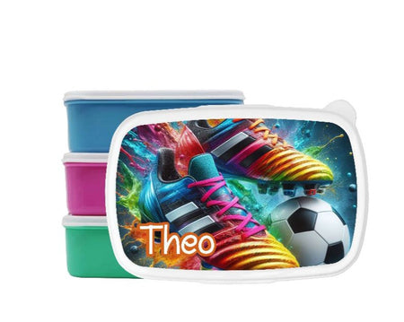Brotdose Fußball Kinder personalisiert mit Name Junge Lunchbox Einschulung Vesperbox Trennfach Kindergarten - CreativMade 