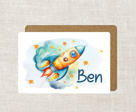 Tischset Kinder Rakete personalisiert mit Name Junge Platzdeckchen Platzset Einschulung - CreativMade