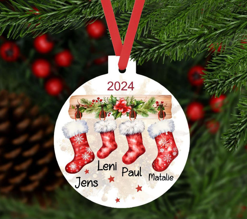 Weihnachtsbaumanhänger Familie personalisiert Stiefel Christbaumschmuck Weihnachtsbaumschmuck Ornament Christbaumanhänger - CreativMade 