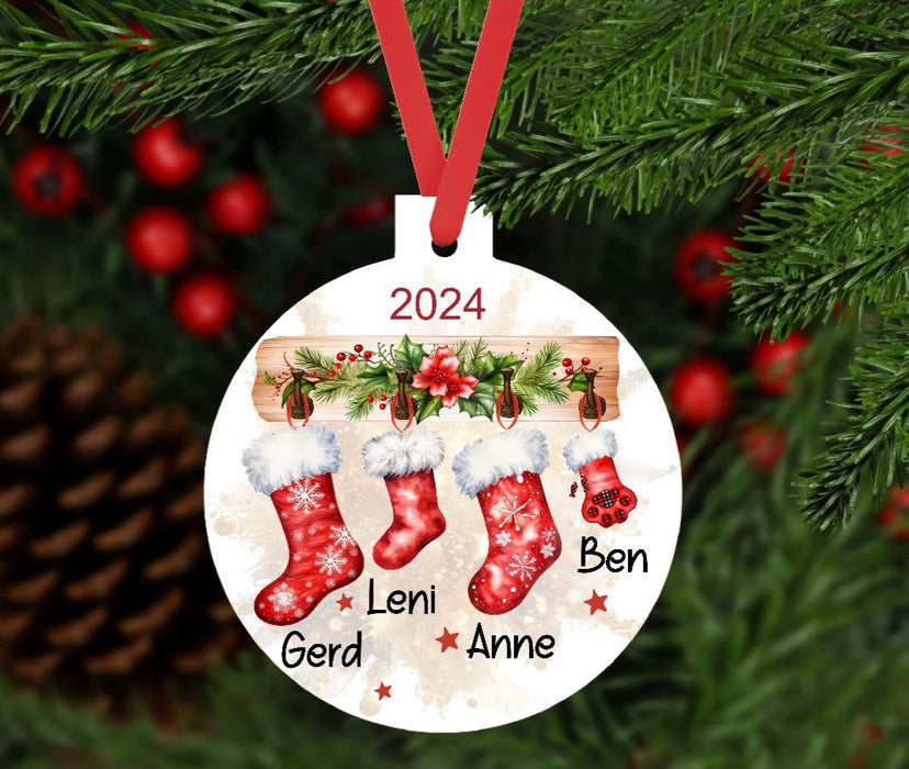 Weihnachtsbaumanhänger Familie personalisiert Stiefel Christbaumschmuck Weihnachtsbaumschmuck Ornament Christbaumanhänger - CreativMade 