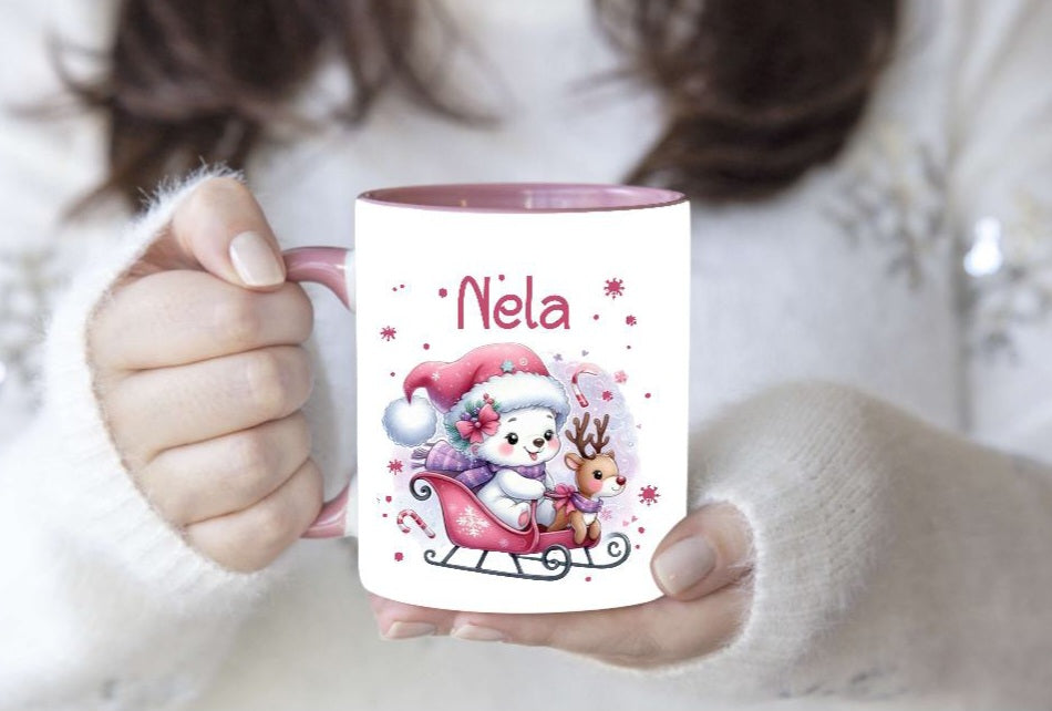 Weihnachtstasse personalisiert Kindertasse Mädchen Tasse zu Nikolaus Geschenk - CreativMade 