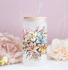 Eiskaffeeglas personalisiert Blumen Trinkglas mit Deckel Strohhalm Tasse Glas Geschenk - CreativMade 