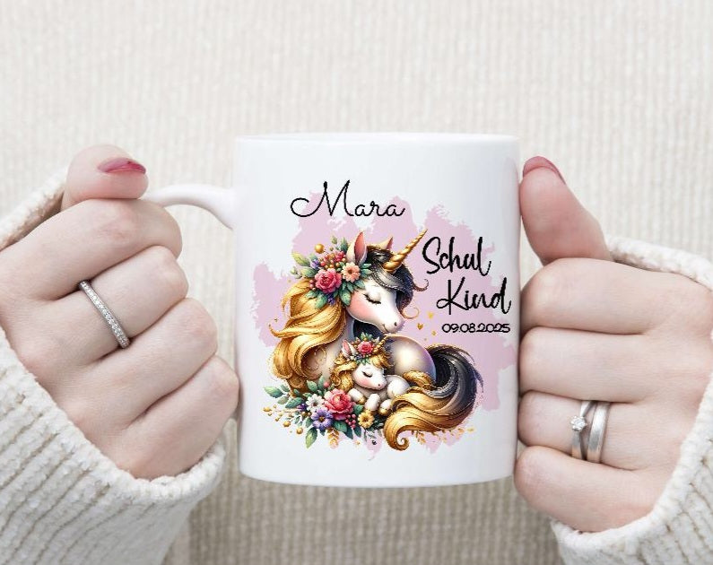 Schulkind Tasse personalisiert Mädchen Einhorn Einschulungstasse mit Namen Geschenk Einschulung Erstklässler - CreativMade