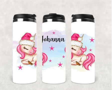 Thermobecher personlisiert mit Namen Einhorn to go Becher Trinkbecher Warmhaltebecher mit Deckel Edelstahl - CreativMade 