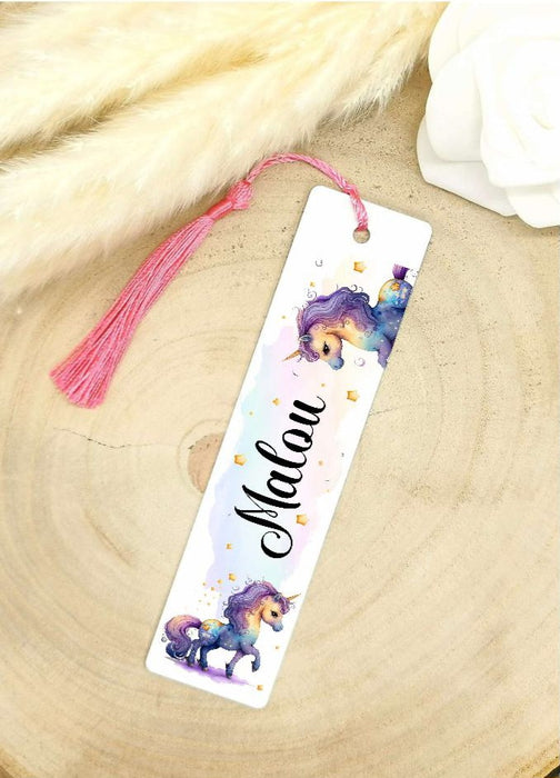 Lesezeichen Einhorn Kinder personalisiert mit Name Mädchen Lesehilfe Einschulung - CreativMade 