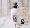 Trinkflasche Kinder Einhorn mit Name Mädchen Sportflasche Schule Karabiner Aluminium - CreativMade 