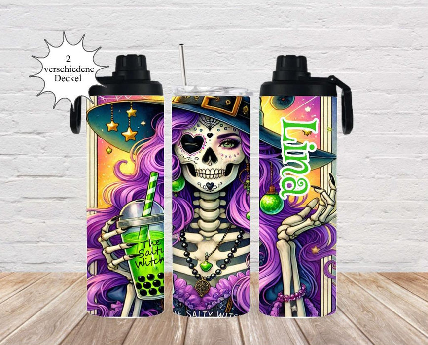 Thermobecher to go personalisiert Halloween Trinkbecher mit Strohhalm Tumbler Becher Kaffeebecher - CreativMade 