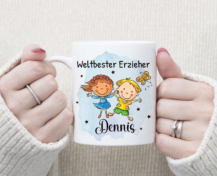 Tasse personalisiert Weltbeste Erzieher mit Name Abschiedsgeschenk Erzieher Kita Kindergartenzeit - CreativMade 