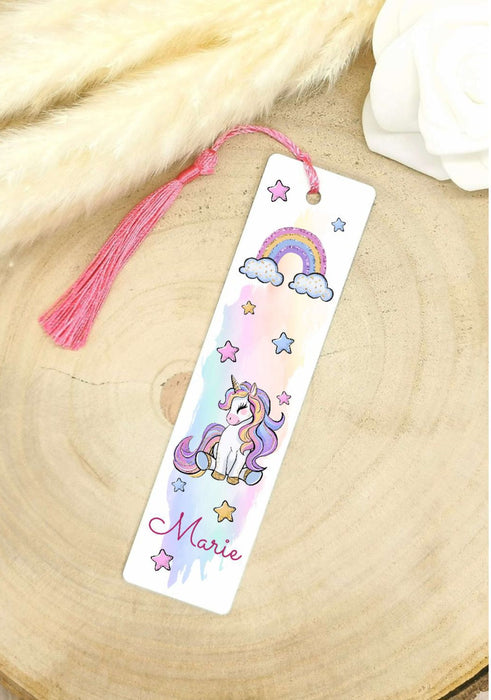 Lesezeichen Einhorn Kinder personalisiert mit Name Mädchen Lesehilfe Einschulung - CreativMade 