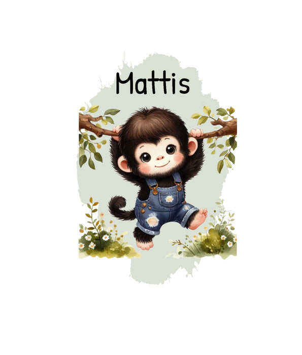 Kindergarten Rucksack personalisiert mit Name Affe Jungen Kindergartentasche Kita Kinder - CreativMade