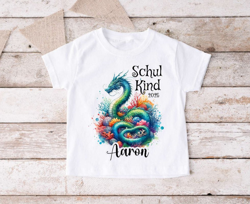 Schulkind T-Shirt mit Name personalisiert Junge Drache Einschulungsshirt Einschulung erste Klasse Geschenk - CreativMade