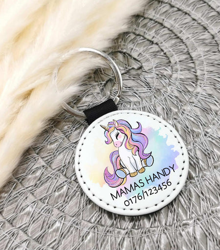 Schlüsselanhänger Anhänger Notfallnummer Einhorn Mädchen Geschenk - CreativMade 