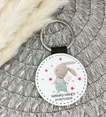 Schlüsselanhänger Anhänger Notfallnummer Hase Mädchen Geschenk - CreativMade 