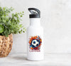 Personalisierte Trinkflasche Fußball Kinder Edelstahl mit Name mit Strohhalm Junge Geschenk Einschulung Geburtstag - CreativMade 