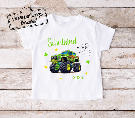 Bügelbild Monstertruck Schulkind Kinder Textilaufbügler DIY Projekt hochwertiger DTF Ausdruck XL - CreativMade