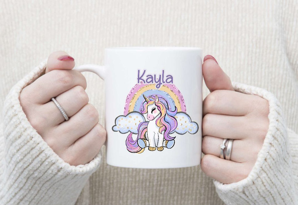 Personalisierte Tasse Einhorn Kindertasse mit Name Mädchen Emaille Keramik Namenstasse - CreativMade