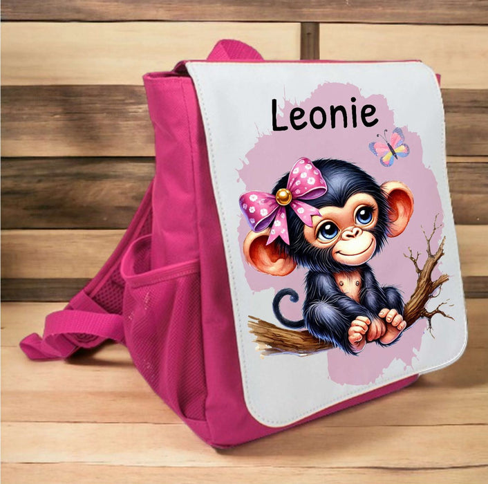 Kindergarten Rucksack personalisiert mit Name Affe Mädchen Kindergartentasche Kita Kinder - CreativMade
