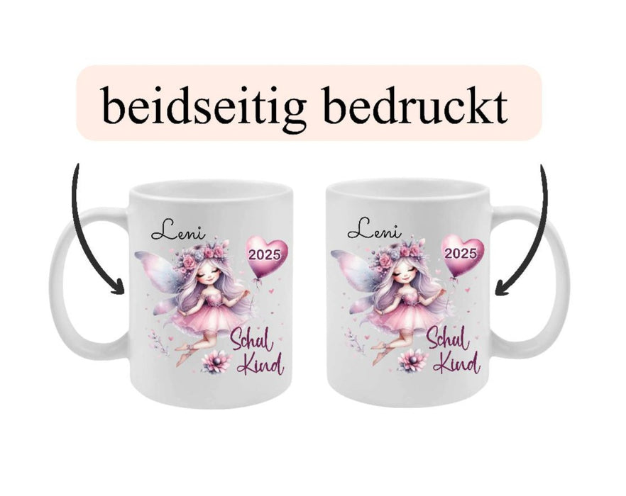 Schulkind Tasse personalisiert Mädchen Fee Einschulungstasse mit Namen Geschenk Einschulung Erstklässler - CreativMade