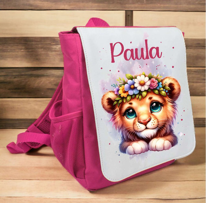 Kinderrucksack Löwe personalisiert mit Name Einhorn Kindergarten Mädchen Kindergartentasche Kita - CreativMade 