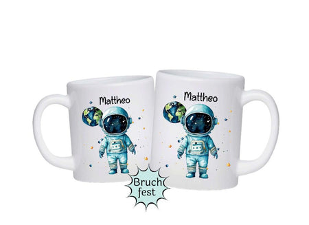 Kindertasse Tasse Astronaut Junge personalisiert mit Name Kunststoff bruchsicher Lerntasse Namenstasse - CreativMade