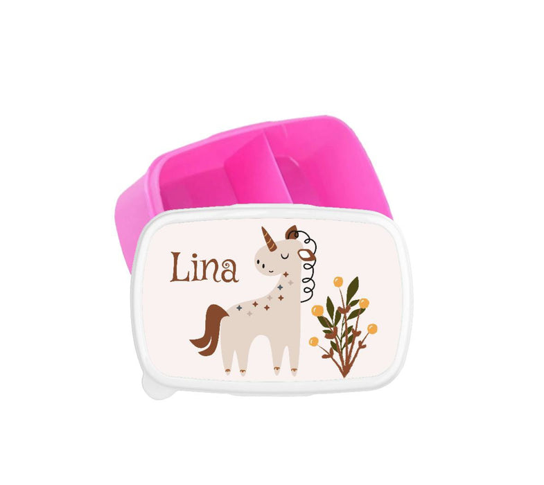 Set Brotdose und Trinkflasche personalisiert mit Namen Einhorn Boho Edelstahl 500ml Lunchbox Mädchen - CreativMade