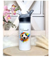 Personalisierte Trinkflasche mit Namen und Strohhalm Fußball Wasserflasche aufklappbares Mundstück - CreativMade
