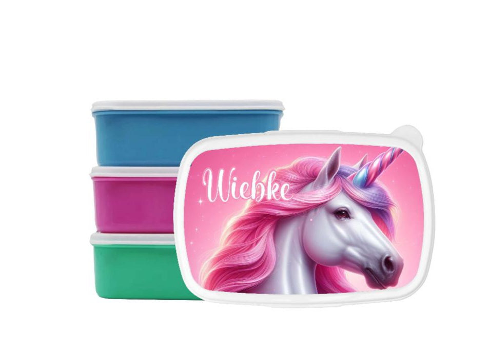 Brotdose Pferd Kinder personalisiert mit Name Mädchen Lunchbox Einschulung Vesperbox Trennfach Kindergarten - CreativMade 