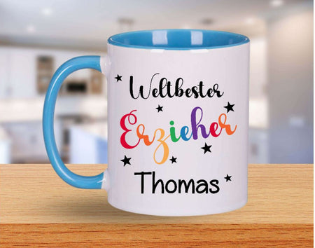 Tasse personalisiert Weltbeste Erzieher mit Name Abschiedsgeschenk Erzieher Kita Kindergartenzeit - CreativMade 