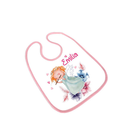Personalisiertes Baby Lätzchen Engel aus Frottee mit Klettverschluss Sabberlatz mit Namen Mädchen - CreativMade