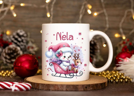 Weihnachtstasse personalisiert Kindertasse Mädchen Tasse zu Nikolaus Geschenk - CreativMade 