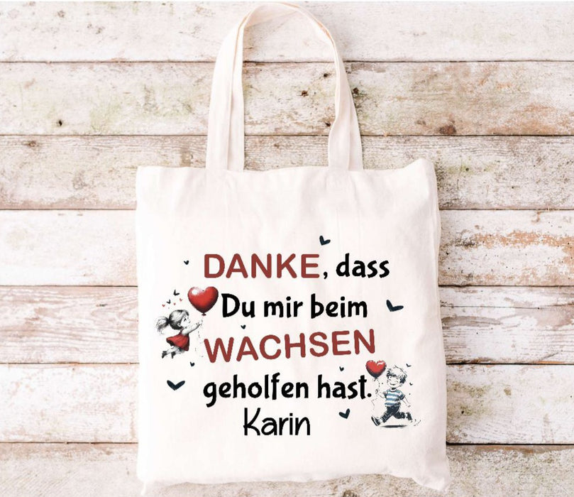 Danke, dass Du mir beim Wachsen geholfen hast Beutel Geschenkidee Tragetasche Beutel Abschiedsgeschenk Kita - CreativMade 