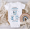 Babybody personalisiert Geburtsdaten mit Name Storch Junge Body Kurzarm Langarm Baumwolle - CreativMade 