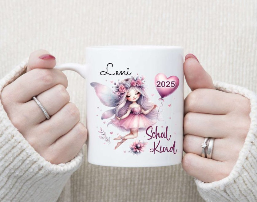Schulkind Tasse personalisiert Mädchen Fee Einschulungstasse mit Namen Geschenk Einschulung Erstklässler - CreativMade