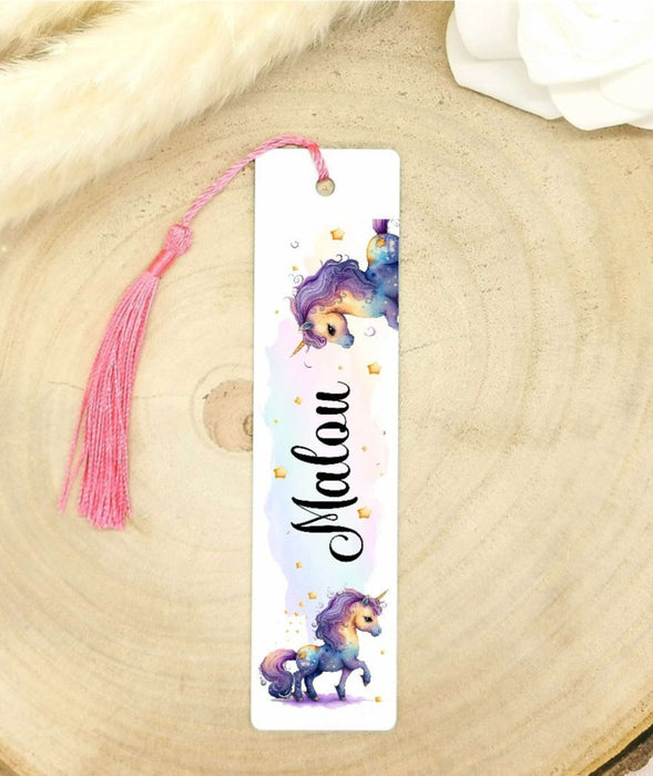 Lesezeichen Einhorn Kinder personalisiert mit Name Mädchen Lesehilfe Einschulung - CreativMade 