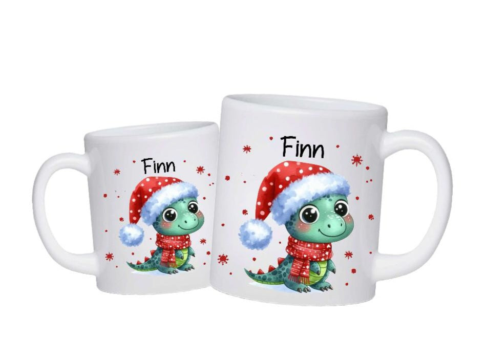 Weihnachtstasse personalisiert Kindertasse Dinosaurier Junge Tasse zu Nikolaus Geschenk - CreativMade 