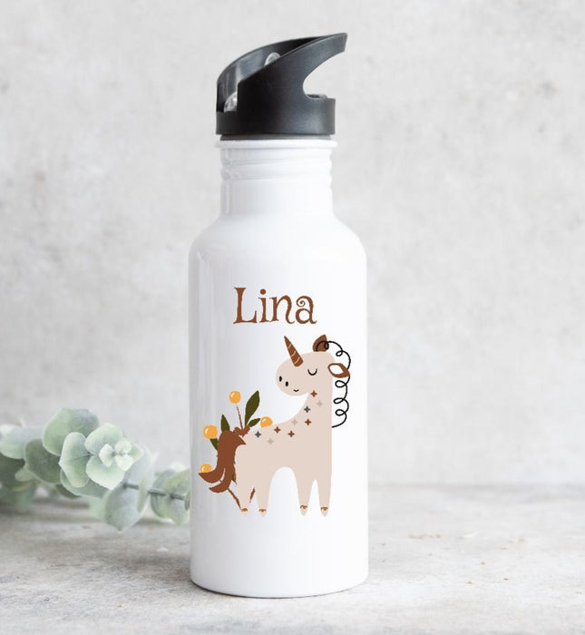 Set Brotdose und Trinkflasche personalisiert mit Namen Einhorn Boho Edelstahl 500ml Lunchbox Mädchen - CreativMade
