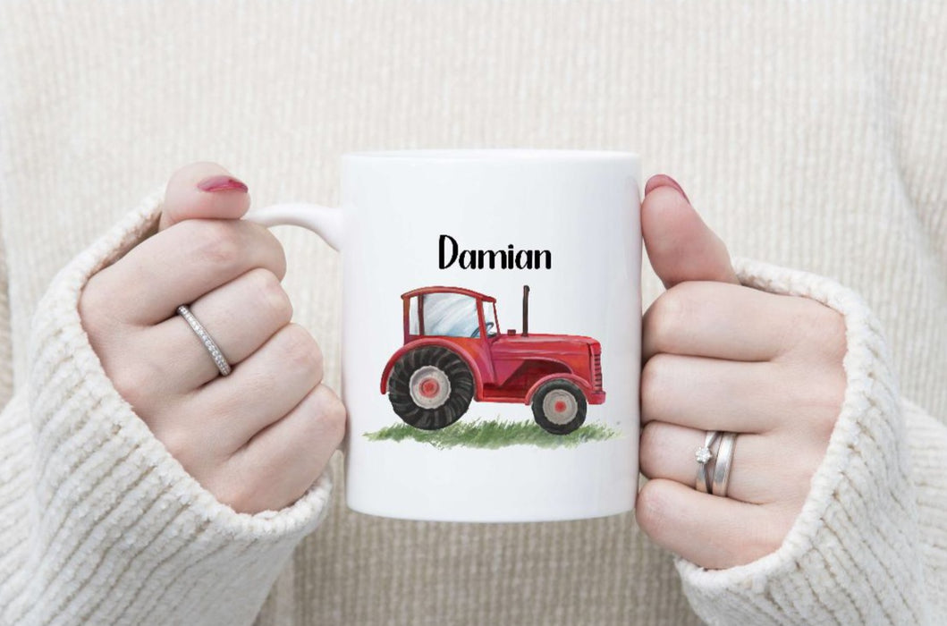 Personalisierte Tasse Traktor Kindertasse mit Name Junge Emaille Keramik Namenstasse - CreativMade