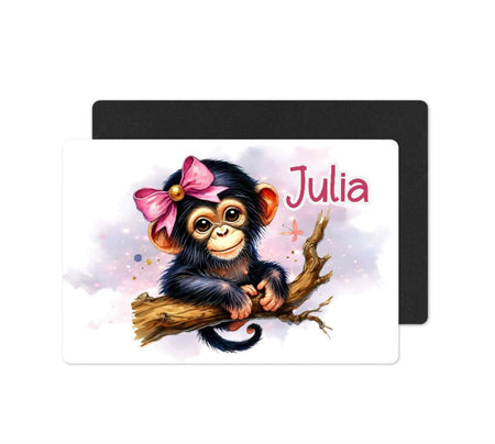 Tischset Kinder rutschfest personalisiert mit Name Affe Mädchen Platzdeckchen Platzset - CreativMade