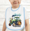 Personalisiertes Baby Lätzchen Traktor aus Frottee mit Klettverschluss Sabberlatz mit Namen Jungen - CreativMade