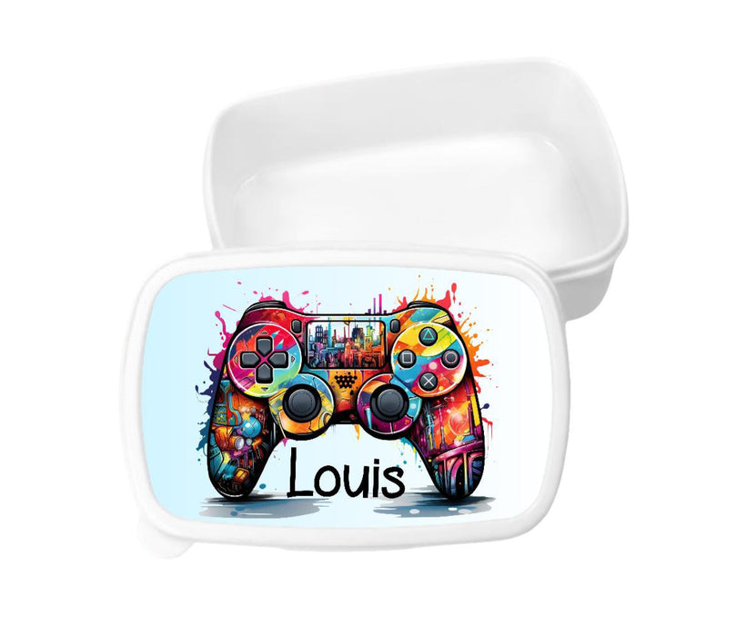 Set Brotdose und Trinkflasche personalisiert mit Namen Controller Edelstahl 500ml Lunchbox Jungen - CreativMade