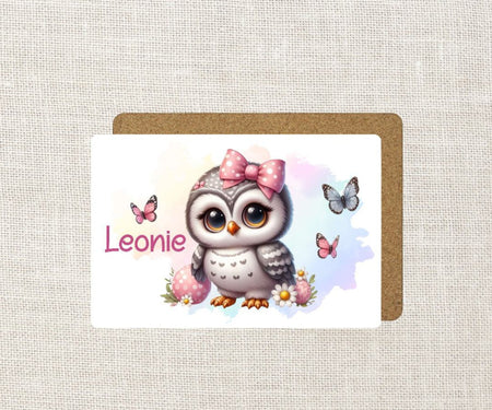 Tischset Kinder Eule personalisiert mit Name Mädchen Platzdeckchen Platzset Einschulung - CreativMade