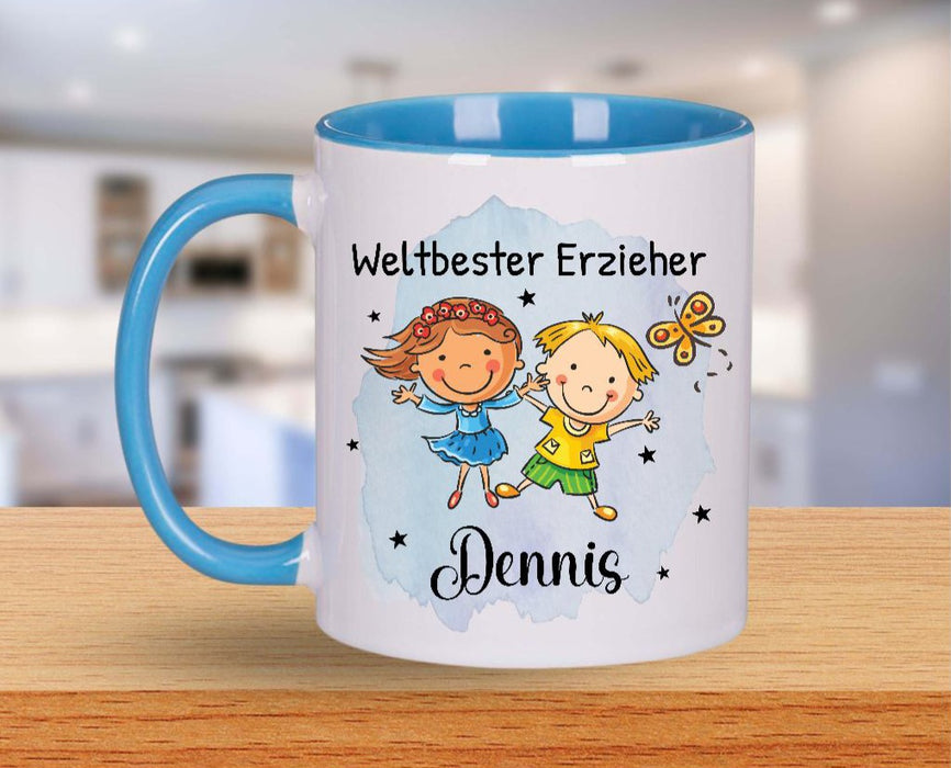 Tasse personalisiert Weltbeste Erzieher mit Name Abschiedsgeschenk Erzieher Kita Kindergartenzeit - CreativMade 