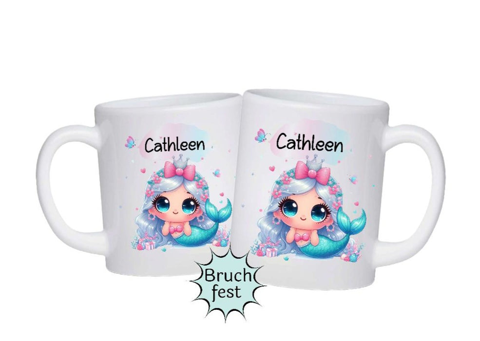 Kindertasse Tasse Meerjungfrau Mädchen personalisiert mit Name Kunststoff bruchsicher Lerntasse Namenstasse - CreativMade