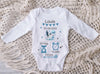 Babybody personalisiert Geburtsdaten mit Name Storch Junge Body Kurzarm Langarm Baumwolle - CreativMade 