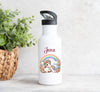 Personalisierte Trinkflasche Einhorn Regenbogen Kinder Edelstahl mit Name mit Strohhalm Mädchen Geschenk Einschulung Geburtstag - CreativMade 