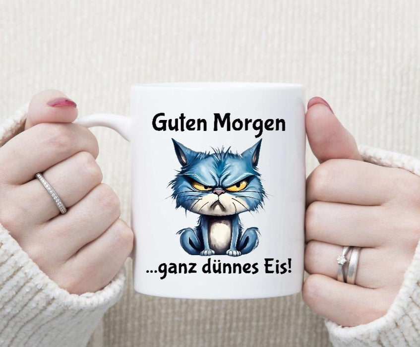 Tasse lustig Guten Morgen ganz dünnes Eis humorvoll personalisiert Spruch Emaillie oder Keramik witzig - CreativMade 