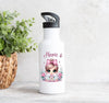 Personalisierte Trinkflasche Ballerina Kinder Edelstahl mit Name mit Strohhalm Mädchen Geschenk Einschulung Geburtstag - CreativMade 