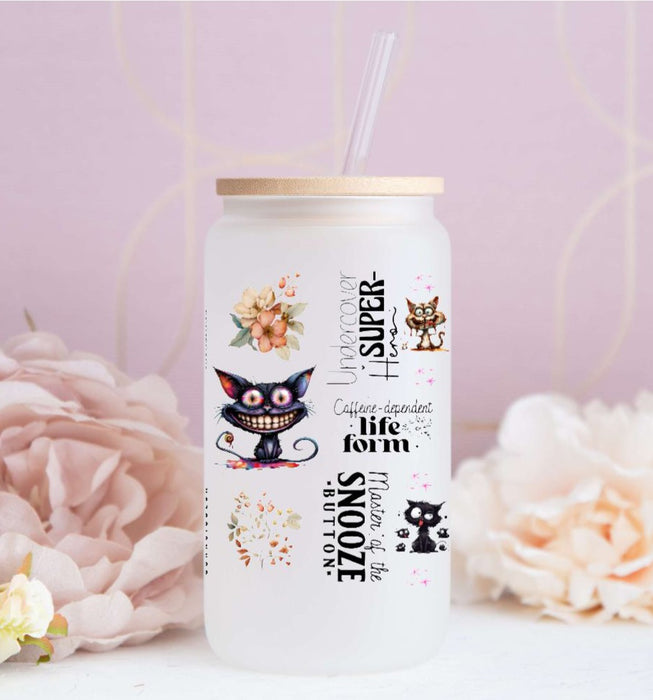 Eiskaffeeglas personalisiert Spruch Humorvoll Witzig Lustig Trinkglas mit Deckel Strohhalm Tasse Glas Geschenk - CreativMade 