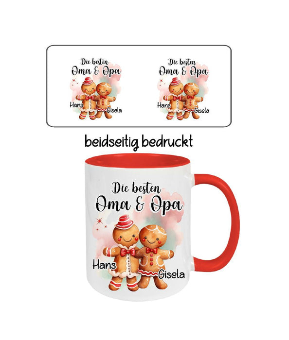 Weihnachtstasse personalisiert Oma & Opa Tasse Weihnachten Geschenk Familie Keksmännchen - CreativMade 