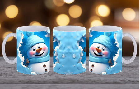 Weihnachtstasse personalisiert Schneemann Tasse Weihnachten Keramik Emaille Geschenkidee für Ihn Nikolaus - CreativMade 